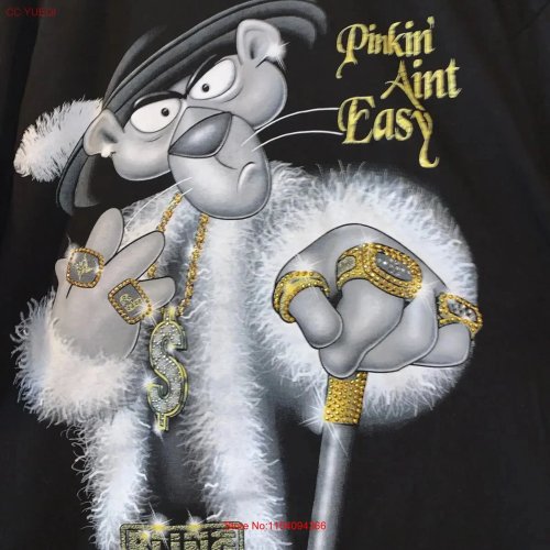T-shirt uomo Y2K "Pimp Panther - Ain't Easy" stampa grafica, effetto vintage lavato, morbido e traspirante, streetwear oversize 4XL