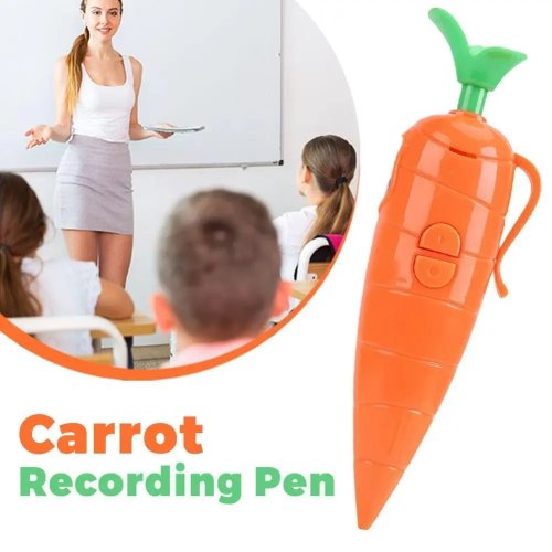 Bolígrafo grabador de voz en forma de zanahoria 2 en 1 — bolígrafo divertido con grabadora de audio, regalo ideal para estudiantes