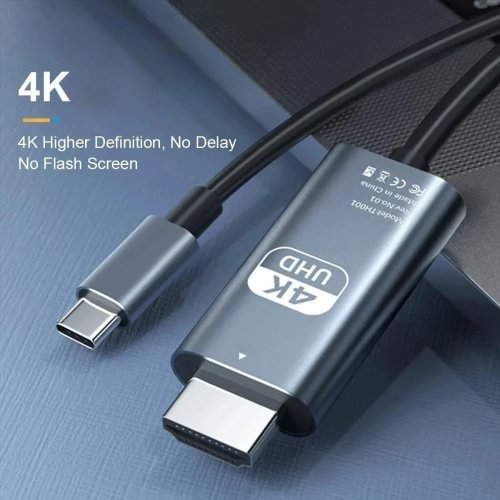 Кабель USB-C → HDMI 4K 2 м, плетений, для дублювання екрана на TV/ПК/телефон