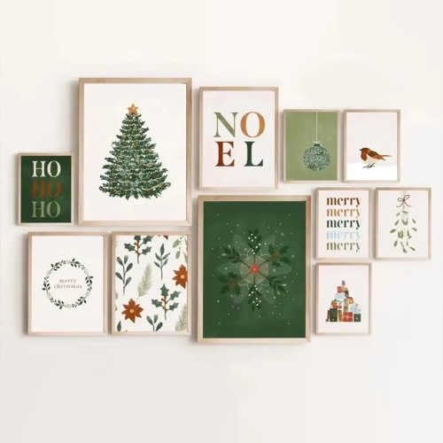 Quadro decorativo de Natal verde - Diamond Painting para sala e quarto