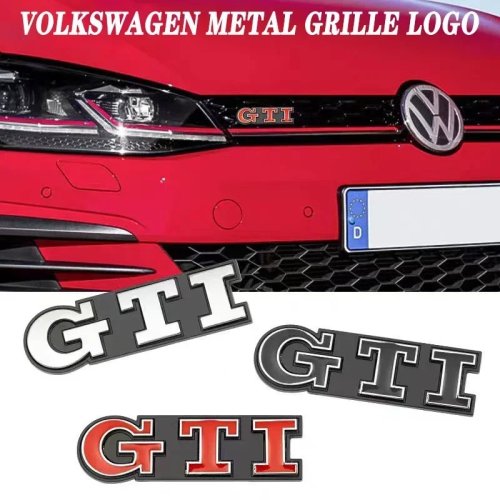 Metal GTI front grille badge / emblem sticker for VW — fits Polo, Golf (5/6), Passat, Scirocco, Tiguan, Jetta, Touareg, Beetle, Touran, CC