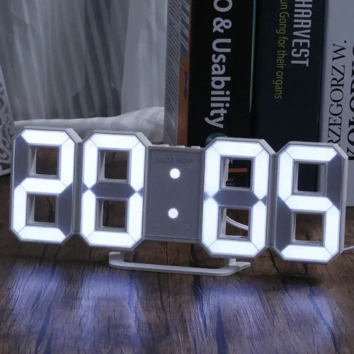 Horloge Murale Numérique 3D LED – Mode Nuit Lumineux, Intensité Réglable, Déco Chambre