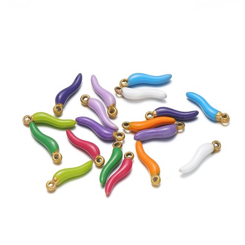5 pcs charm cabai stainless steel warna-warni — liontin lucu untuk bikin kalung & gelang DIY
