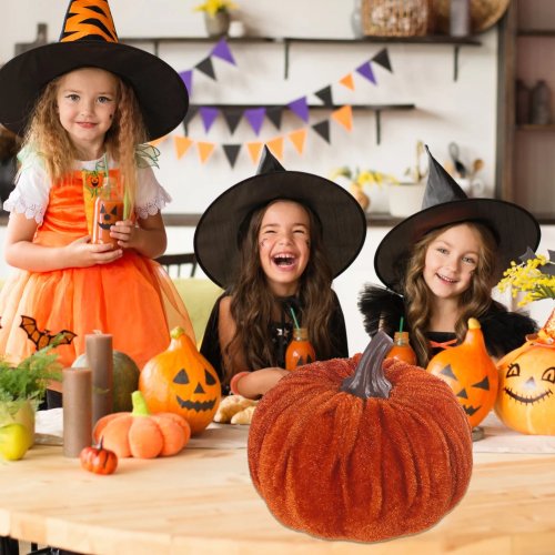 Roter Samt-Kürbis – künstliche Deko für Herbst, Halloween und Thanksgiving fürs Zuhause