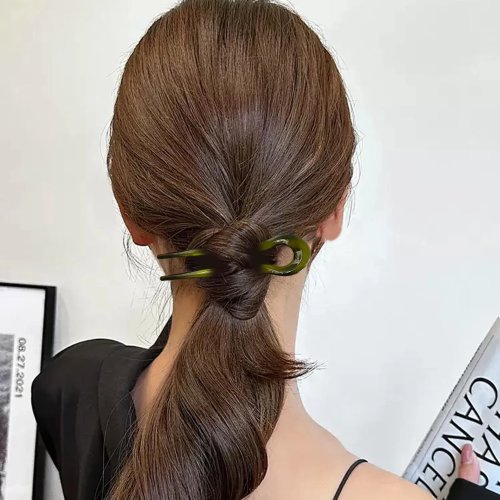Palillo para cabello en U de acetato estilo chino con diseño geométrico retro, prendedor cheongsam elegante para diario y fiestas