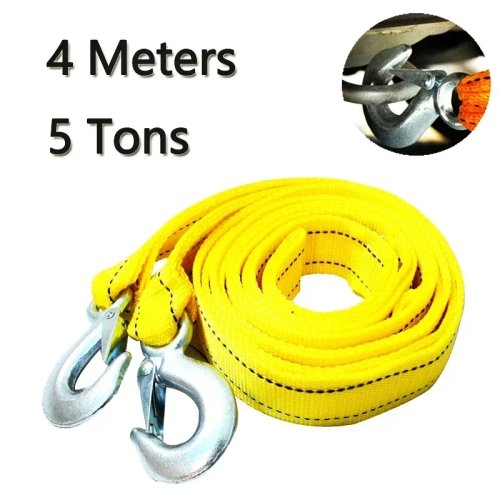 Cavo di traino per auto 3 m/4 m – 3 t/5 t con ganci, rinforzato per soccorso stradale