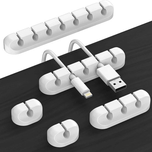 VIKEFON Silicone Cable Organizer – Self-Adhesive USB Cord Clips for Mouse, Keyboard, Headset, iPhone