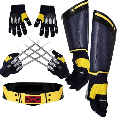 Set Cosplay Wolf Logan da uomo — guanti con artigli, cintura retrò e collana — accessori per costume Halloween e Carnevale