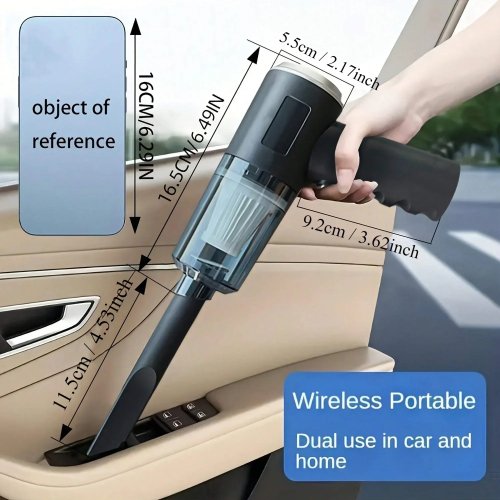 Aspirador inalámbrico de mano 120W — Potente para hogar y coche, portátil, negro