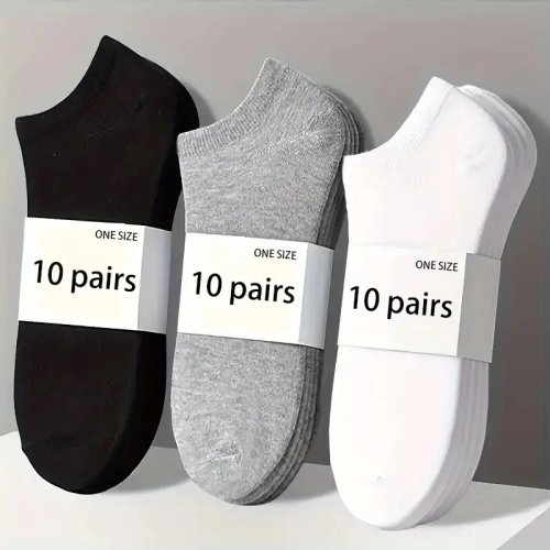 Meias soquete unissexo 5/10 pares, ajuste confortável, respiráveis e leves — ideal para desporto e uso diário