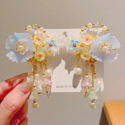 Fermaglio a fiocco rosso per bambina – accessorio capelli stile cinese (Hanfu) per Capodanno cinese