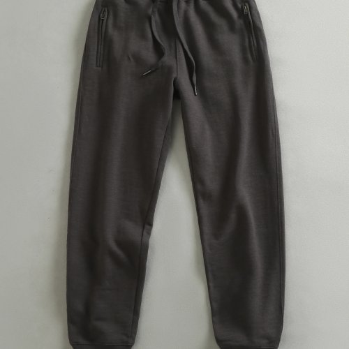 Herren Jogginghose Grau, fleecegefüttert – dicke, warme Freizeit-Hose, Retro-britische Reißverschlusstasche, lockere Passform, Herbst/Winter
