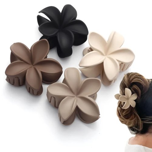 Large Matte Flower Hair Claw Clip for Women — Sweet Floral Hair Clamp / Barrette