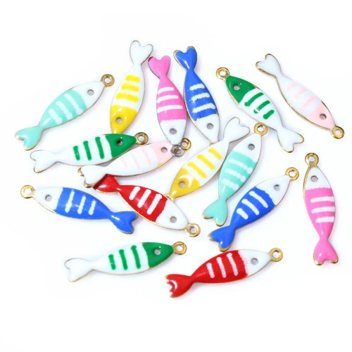 20 piezas 18x5mm dijes colgantes de pez esmaltado en acero inoxidable - accesorios para hacer bisutería