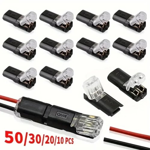 10/20/30/40/50 un Conectores de fio encaixáveis para LED, 2 pinos, 2 vias, terminais compactos universais