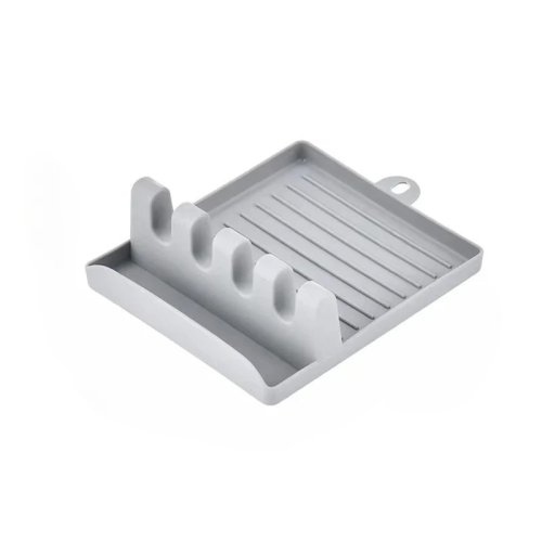 Organizador multifuncional para encimera de cocina: soporte para espátula y tapa, descansadero para cucharón y porta-palillos, repisa para gabinete – 1 pieza
