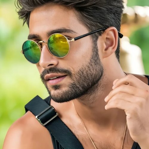 Okulary przeciwsłoneczne TAGION klasyczne, okrągłe, polaryzacyjne, unisex, UV400, metalowa oprawa vintage, do jazdy na rowerze i outdoor