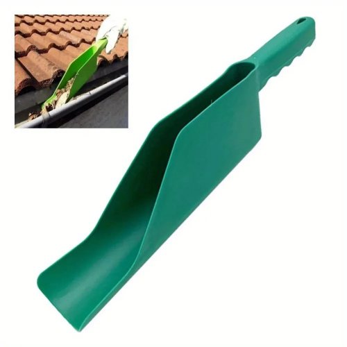 Gutter cleaning scoop — flexible-fit gutter shovel to remove leaves & debris, eaves/roof tool