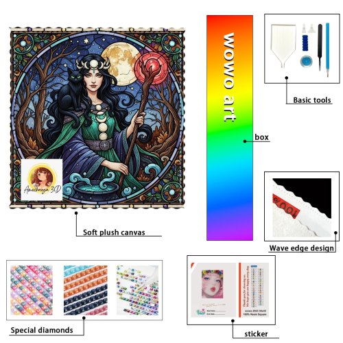Kit de Diamond Painting 3D 'God Fight Girl' – Cristales AB de resina, colocación completa (full drill)