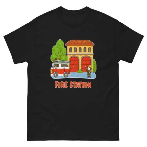 T-shirt femme motif caserne de pompiers - tee-shirt casual pour tous les jours
