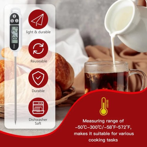 Termómetro digital para alimentos com sonda TP300 – medidor de temperatura para carne, leite e churrasco