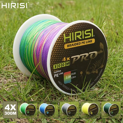 Dây câu Hirisi dệt 300 m PE 4 sợi 15–50 lb (6,8–22,7 kg) dây multifilament mịn cho câu cá chép