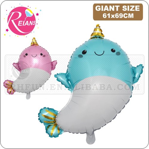 Foil Balloons (Unicorn / Whale / Dolphin) – Metallic helium party balloons for baby shower, wedding, kids' birthday, party decoration & favors
