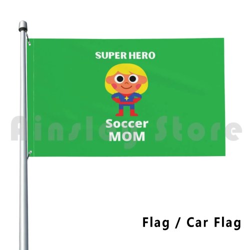 Bandera para coche 'Mamá futbolera' diseño superhéroe - personalizable, para apoyar al equipo juvenil