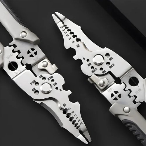 Alicate desencapador multifunções 216 mm - cortador e crimpador, aço inoxidável resistente, pega ergonómica