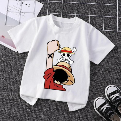 Playera de algodón One Piece Luffy para bebé/niño – playera anime kawaii verano, regalo de cumpleaños