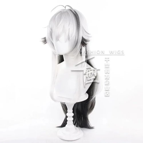 Perruque cosplay Arknights Lappland (The Decadenza) longue, dégradé gris-blanc, synthétique