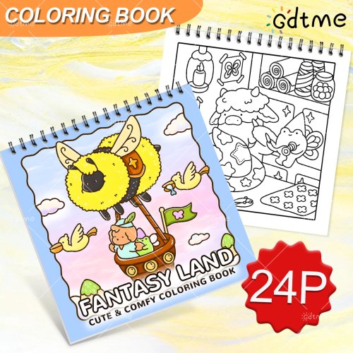 Buku Mewarnai Dewasa FANTASY LAND – Spiral, 24 halaman untuk relaksasi, mewarnai dan menggambar