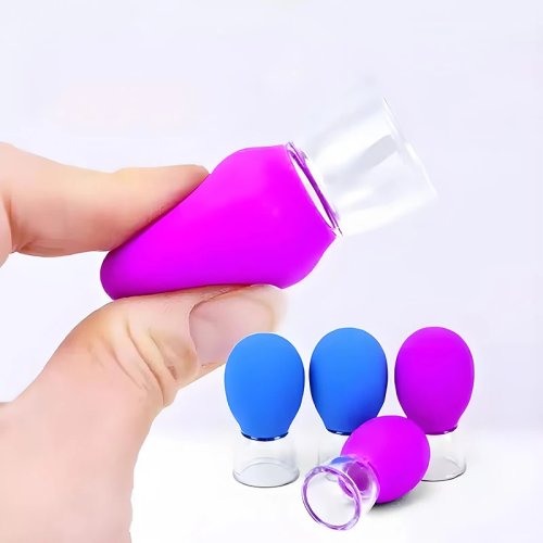 Siliconen+acryl gezichts-cupping 3×3×5 cm — vacuüm massagecup voor gezicht