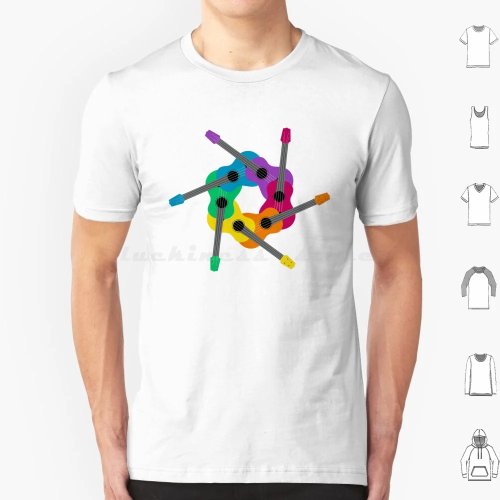 Camiseta "Circle of Ukuleles" de algodón – Camiseta gráfica de ukelele, hasta 6XL