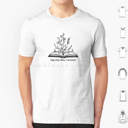 Oversized "Long Story Short - I Survived" graphic T-shirt, 100% cotton