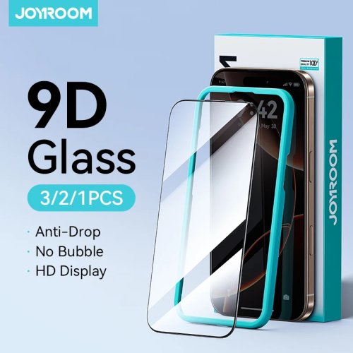 Kính cường lực Joyroom cho iPhone 17/16/15 (che phủ toàn màn hình) — trong suốt HD, có gói 3/2/1 miếng