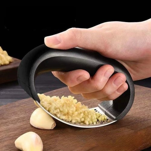 Espremedor de alho em aço inox manual – amassador e picador para cozinha