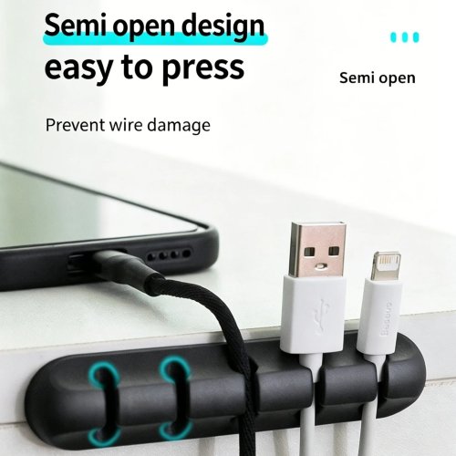 Силіконовий органайзер для USB-кабелів — намотувач/кліпса для зарядних кабелів, миші та навушників