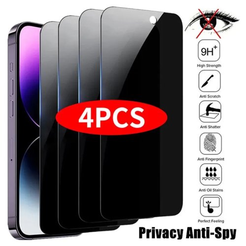 4-Pack Privacy Tempered Glass Screen Protectors for iPhone (Compatible with iPhone 11/12/13/13 Mini/14 Pro Max/15/16 Pro) - Anti-Spy