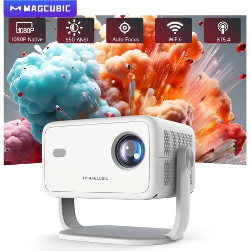 Projetor Magcubic L018 portátil 360° — nativo 1080p, 650 ANSI, 8K, Android 14, keystone automático e foco automático, Air Mouse, Wi‑Fi6, BT5.4, para exterior