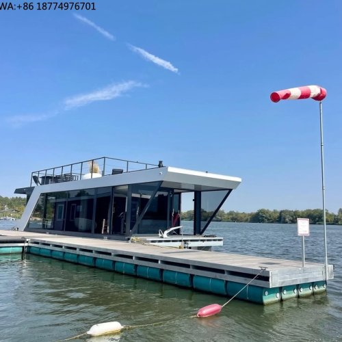Allhouse HB-1200 casa flotante – casco de aluminio, fácil limpieza, con aire acondicionado y lavavajillas, totalmente equipada