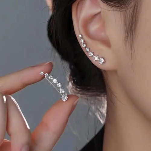 Aretes de botón "7 estrellas" estilo coreano con circonitas y cristales para mujer — regalo de lujo