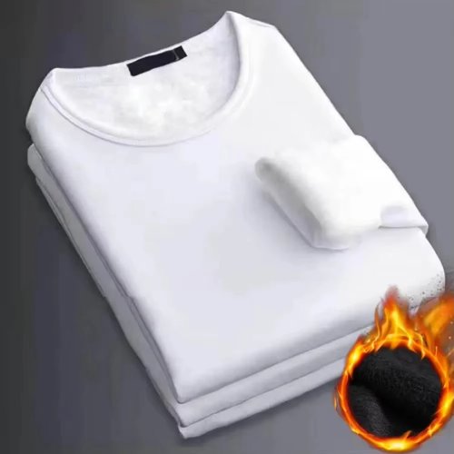 T-shirt térmica homem manga comprida, forro polar, decote redondo, interior em veludo espesso
