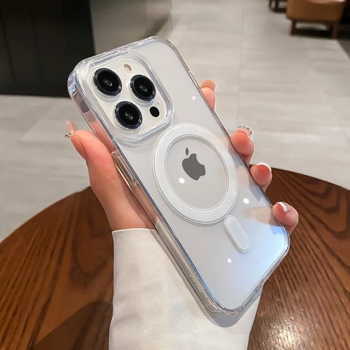 Capa transparente magnética compatível com MagSafe para iPhone 11–17 (Mini/Air/Pro/Max/Plus) — PC anti-impacto, carregamento sem fios