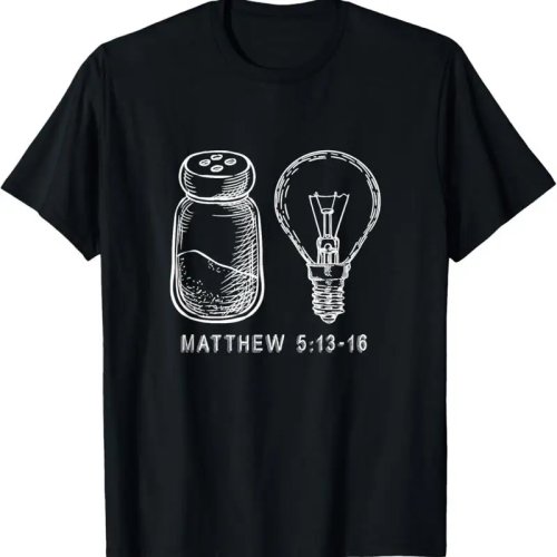 T-shirt homme chrétien – Verset biblique «Vous êtes la lumière du monde» Sel et lumière