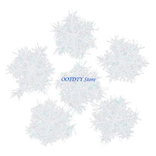 Conjunto de 6 enfeites flocos de neve de Natal — decoração para janela, parede e porta
