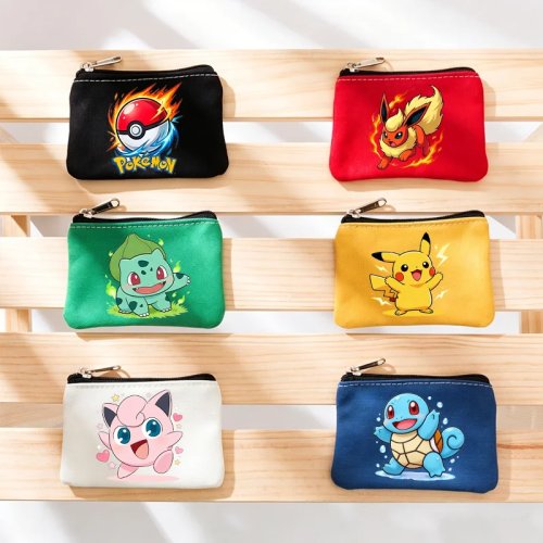 Monedero/llavero Pokémon de tela Oxford con cremallera – Mini estuche Pikachu y Gengar