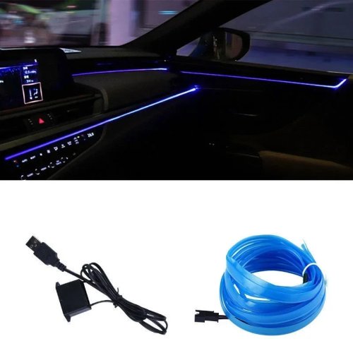 Striscia luminosa 5M LED/EL effetto neon per interno auto, USB, flessibile — luce d'ambiente decorativa DIY