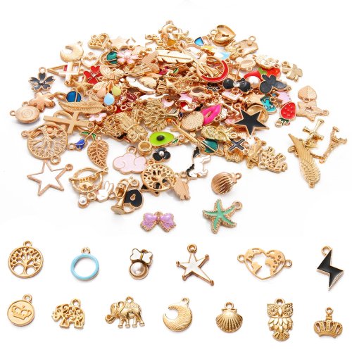 10 unidades Pendentes pequenos em liga com efeito gota de óleo – mix para DIY: colares, brincos, pulseiras