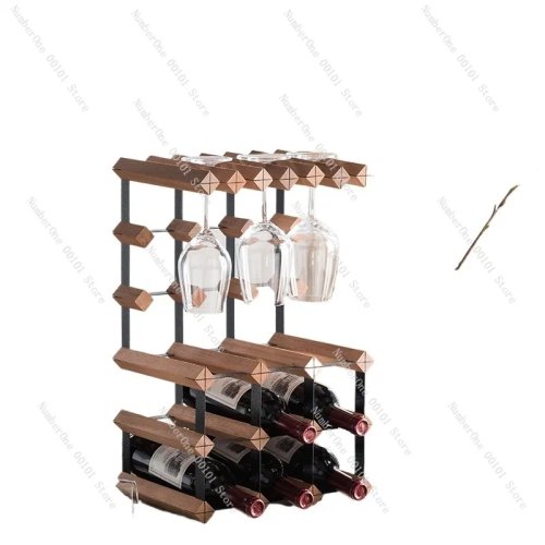 Meuble à vin en bois massif avec porte-verres suspendu — armoire d'intérieur au style raffiné, pour vin rouge